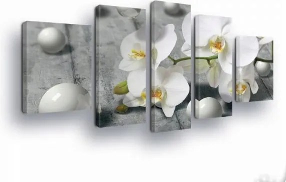 Vászonkép 170x100 Fehér orchideák virágok falra absztrakt elegancia nyugalom