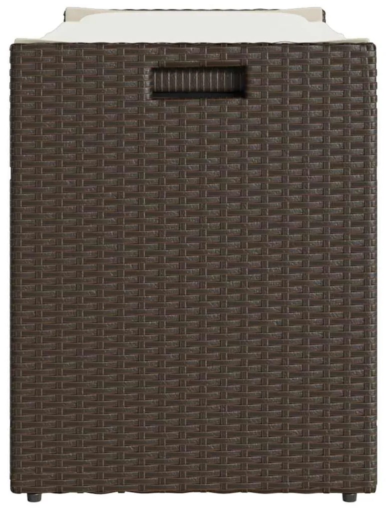 barna polyrattan kültéri tárolópad párnával 100 cm