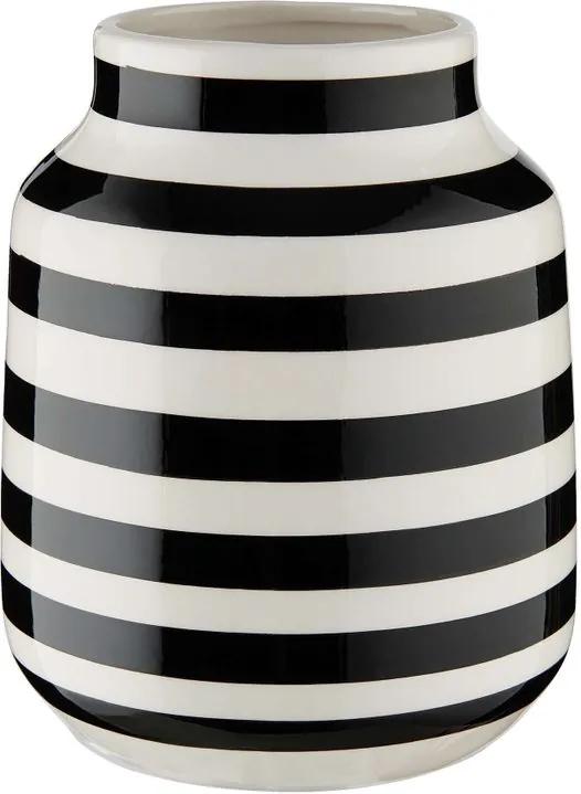 MALIKA váza csíkos, fekete-fehér Ø13,5cm