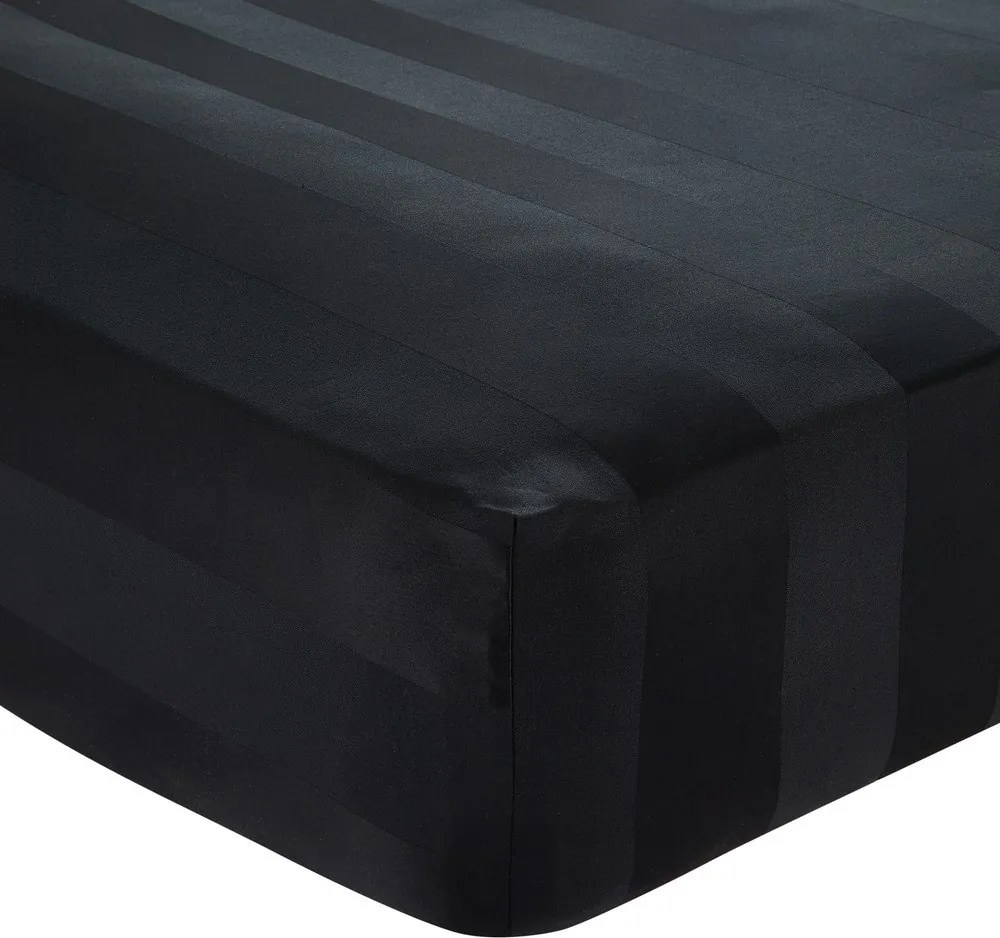Fekete gumis szatén lepedő 150x200 cm So Soft Satin Stripe – Catherine Lansfield
