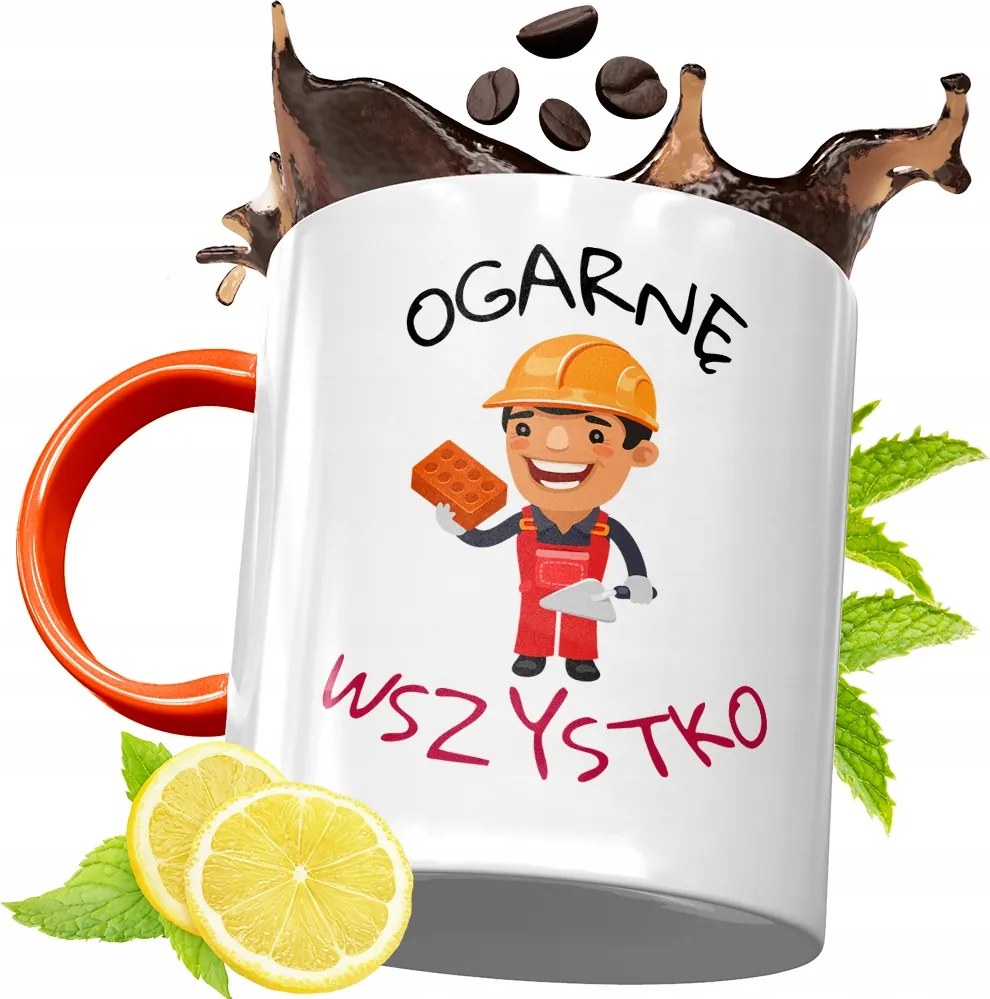 Narancssárga Bögre Építő Szakember Barkácsolóknak, fényképes nyomtatással