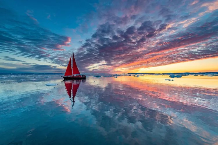 Fotográfia Greenland fire sky, Marc Pelissier