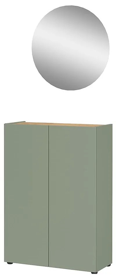 Világoszöld előszoba bútor tölgyfa dekorral 74x200x33 cm Alviano – Germania