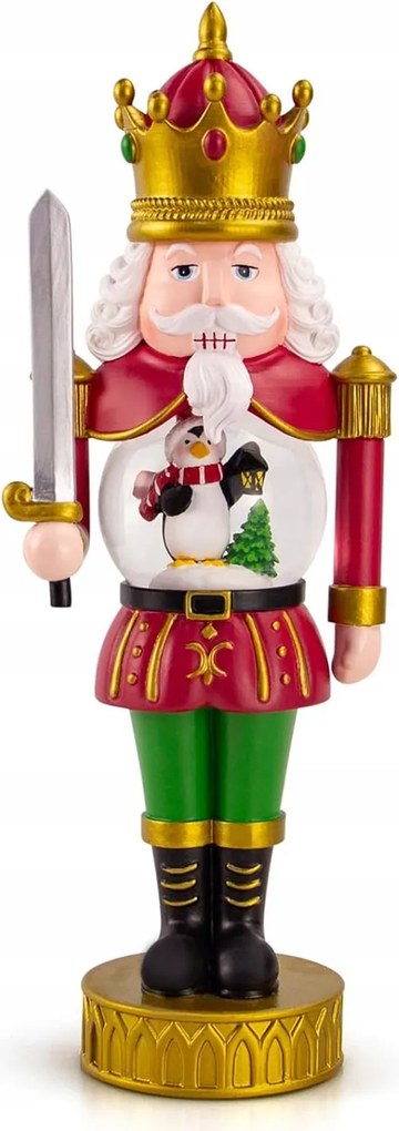 Diótörő figura hógömbbel 21cm karácsonyi dekoráció