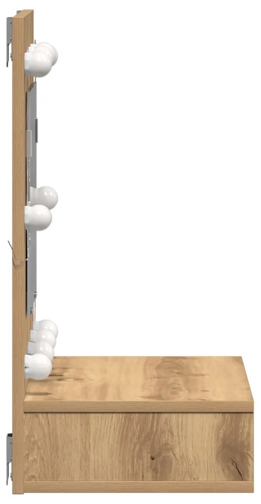 Piperebútor Tükrökkel Művészi tölgy MDF, Üveg 60 x 31.5 x 62 cm