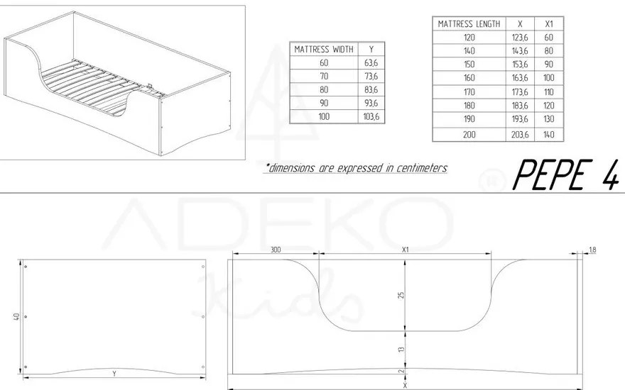 Pepe Dan fenyőfa gyerekágy, 80 x 180 cm - Adeko