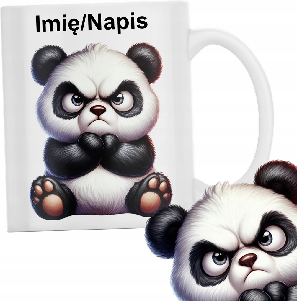 vicces Bögre Gonosz Panda Felirat Név Születésnapi Ajándék 330ml+CSOMAGOLÁS