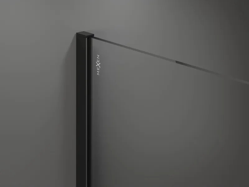 Mexen Kioto zuhanyparaván 60x200 cm 8 mm, fekete profil, üveg fekete keret, 800-060-101-70-70