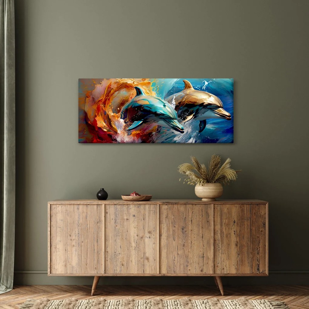 Kép - Delfin festmény (120x50 cm)