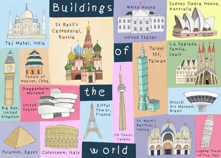 Illusztráció Buildings of the World, Carla Daly