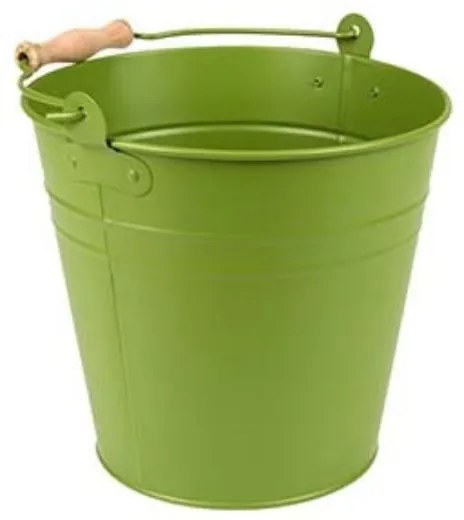Fém vödör fa fogóval, 4,9 literes, fűzöld