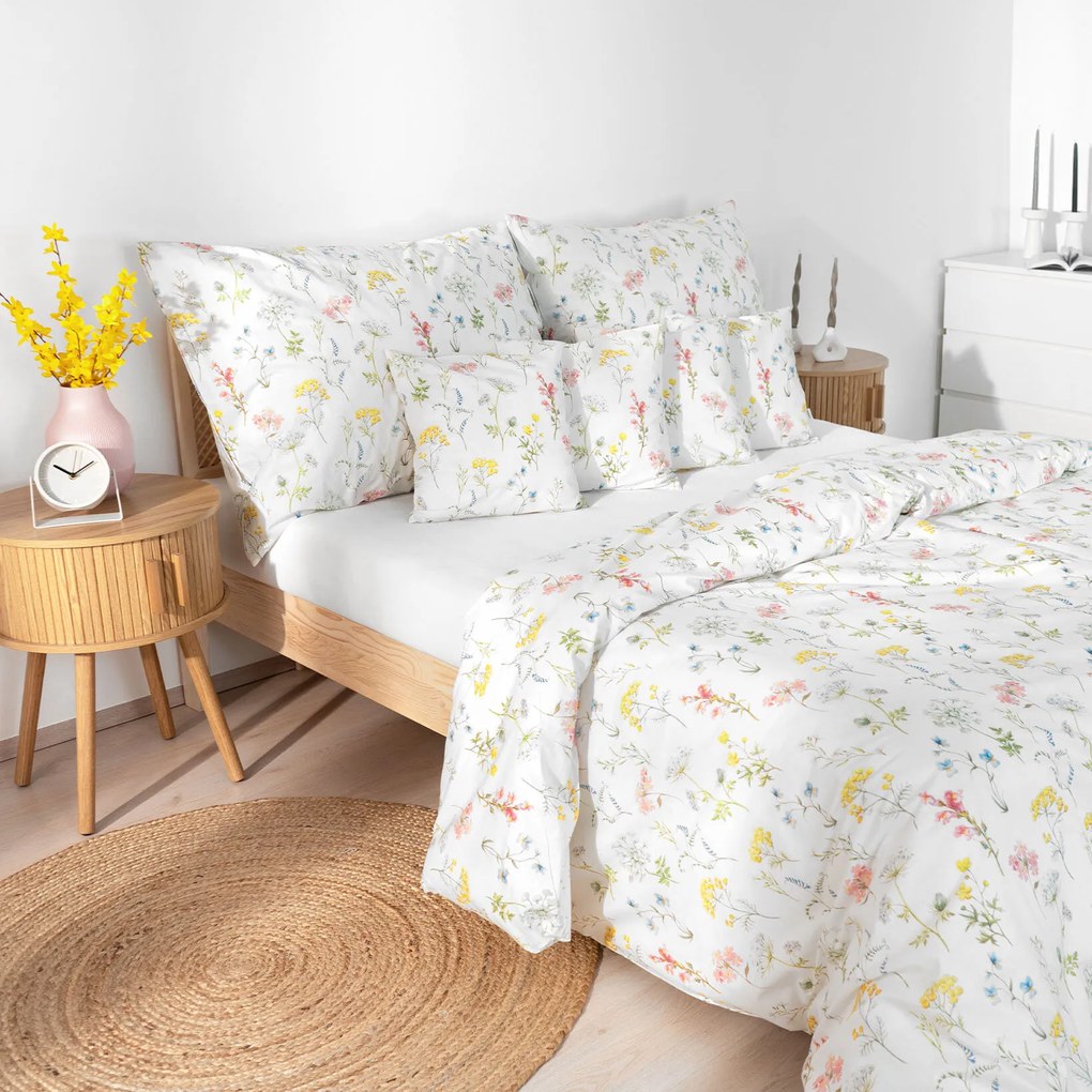 Goldea pamut ágyneműhuzat deluxe - virágzó réti virágok 240 x 220 és 2db 70 x 90 cm