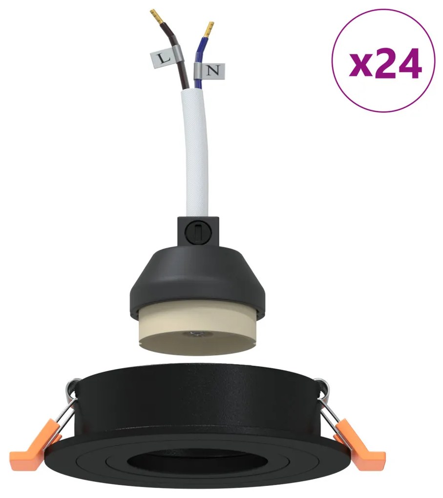 beépített spotlámpák 24 db kerek GU10 fekete Ø91 mm