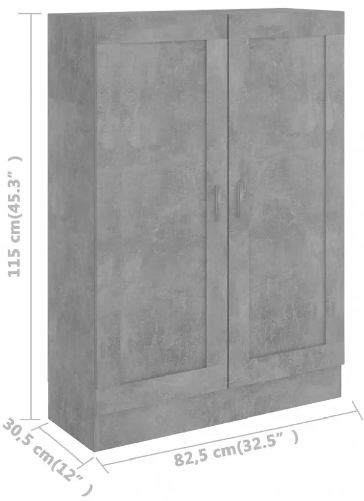 betonszürke szerelt fa könyvszekrény 82,5 x 30,5 x 115 cm