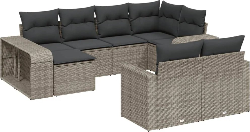 vidaXL 10 részes szürke polyrattan kerti ülőgarnitúra párnákkal