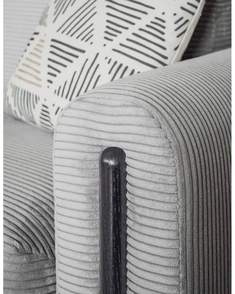 Világosszürke kordbársony kinyitható-tárolóhelyes kanapé 244 cm Arcadova – ELTAP