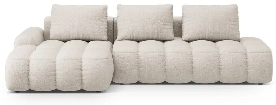 Bézs kinyitható-tárolóhelyes sarokkanapé (bal oldali-heverő résszel) Linz – Cosmopolitan Design