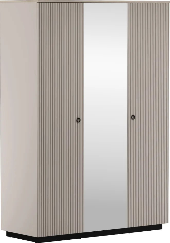 Szekrény tükörrel, szürkésbarna Taupe/silverjack tölgy, DOMCA 3D