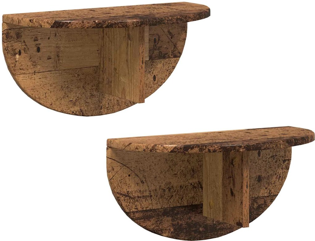 vidaXL Falpolc Falra szerelhető 2 pcs Öreg fa 48 x 24 x 24 cm Faanyag