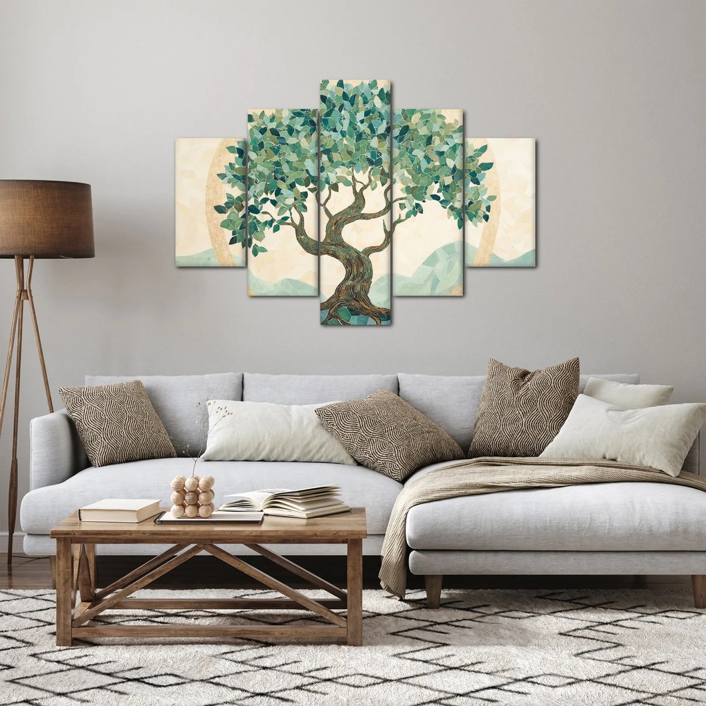 Kép – Elegáns mozaik fával (150x105 cm)