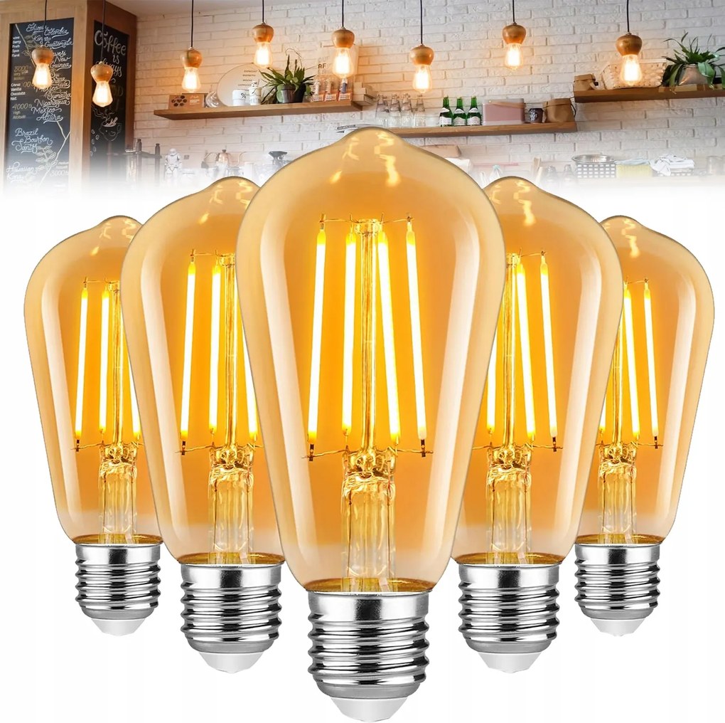 Dekorációs Izzó retro Edison ST64 E27 6db