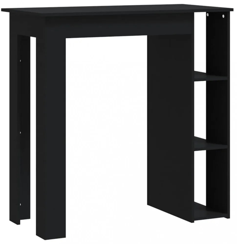 fekete szerelt fa bárasztal polccal 102 x 50 x 103,5 cm