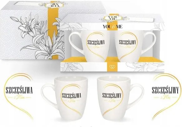 2 Db-os Bögre Szett Elegáns Esküvői Szett Boldog Vele Boldog
