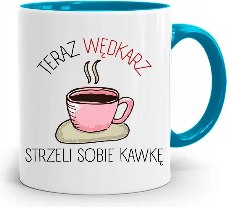 Kék Horgász Bögre Halász Lő Magának Egy Kávét fényképes nyomtatással