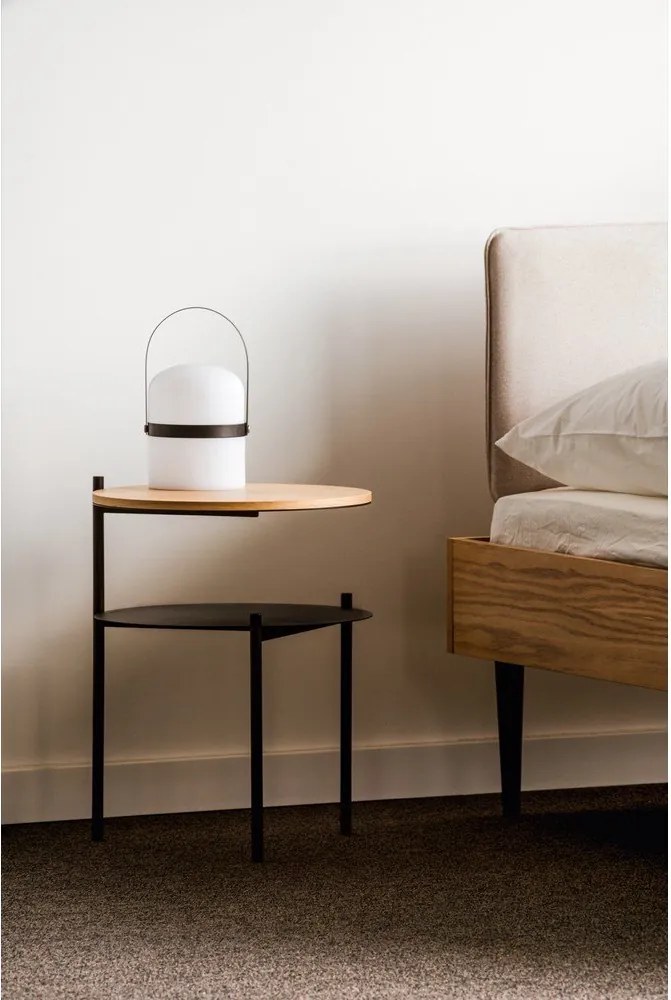 Fekete-natúr színű éjjeliszekrény tölgyfa dekoros asztallappal Tu – noo.ma