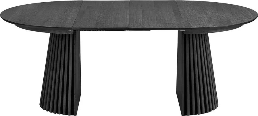 Kerek bővíthető étkezőasztal tölgyfa dekoros asztallappal hosszabbító asztallappal ø 120 cm Osaka – House Nordic