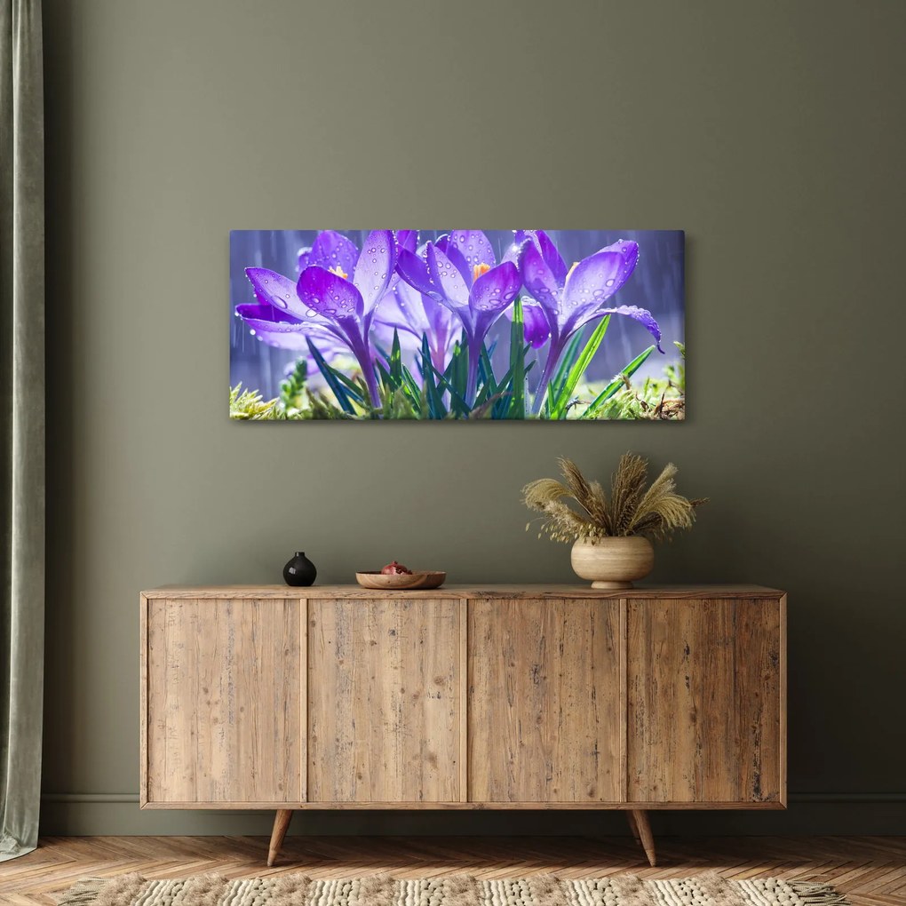 Virágok az esőben képe (120x50 cm)