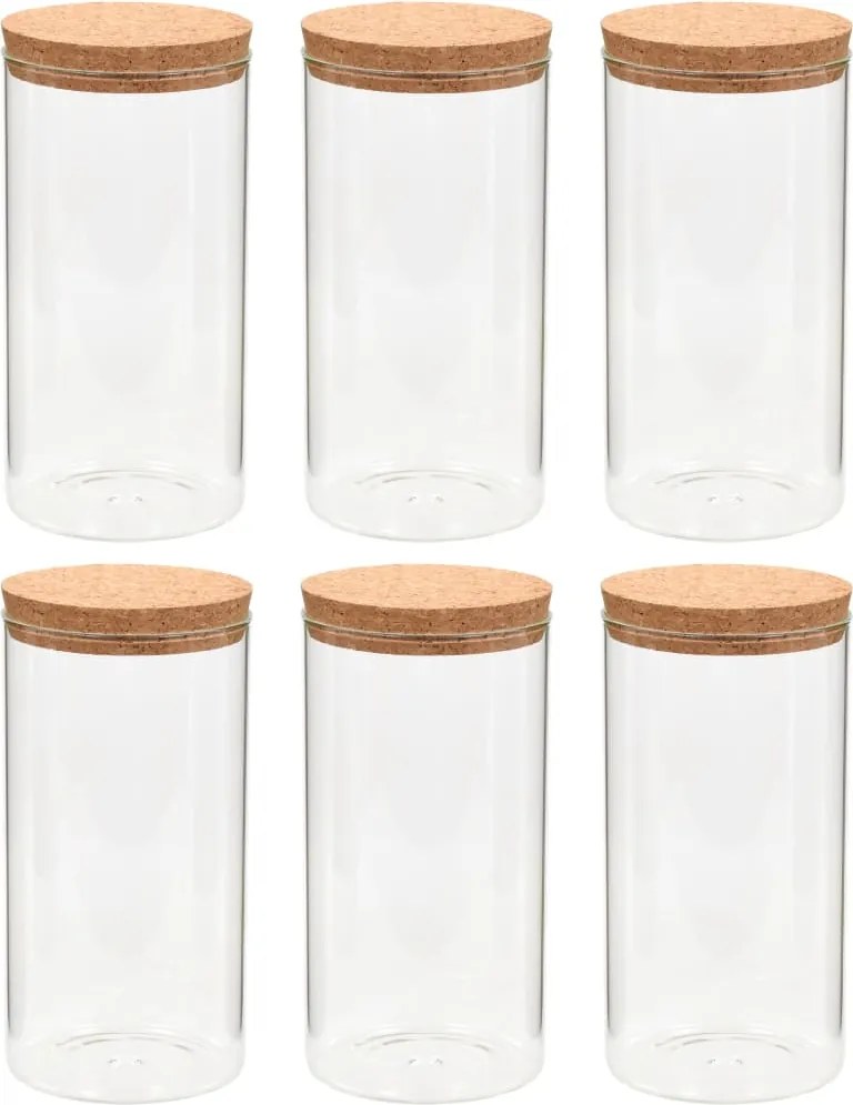 vidaXL 6 db üvegedény parafa fedéllel 1100 ml