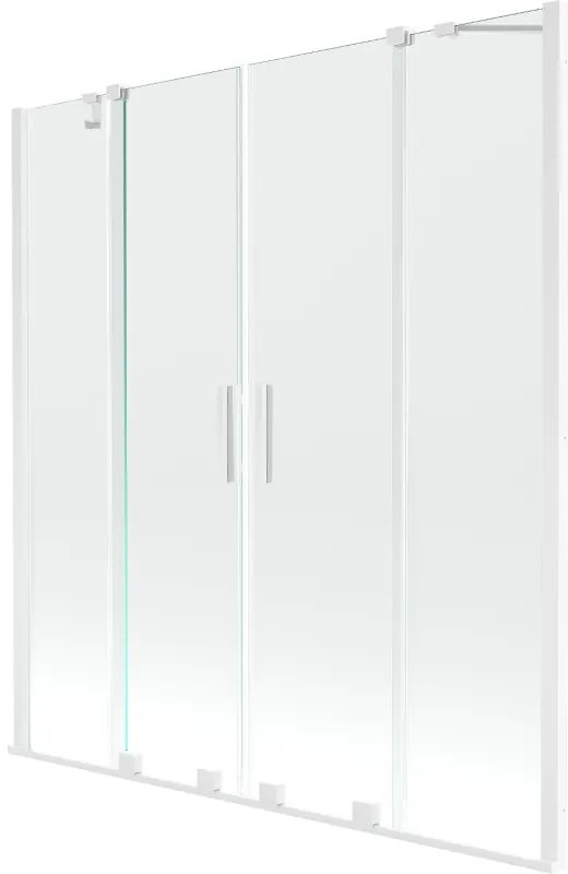Mexen Velar Duo, 2 szárnyas eltolható kádparaván 150 x 150 cm, 8mm átlátszó üveg, fehér profil, 896-150-000-02-20