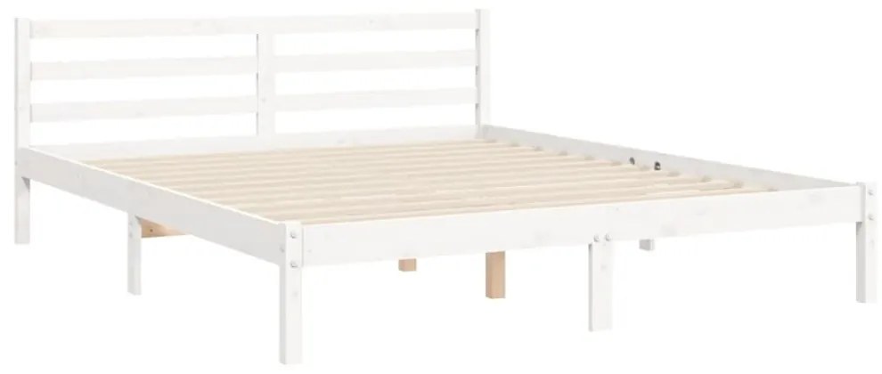 vidaXL fehér tömör fa ágykeret fejtámlával 160 x 200 cm
