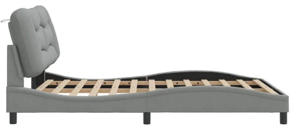 világosszürke szövet ágykeret LED-ekkel matrac nélkül 120x200cm
