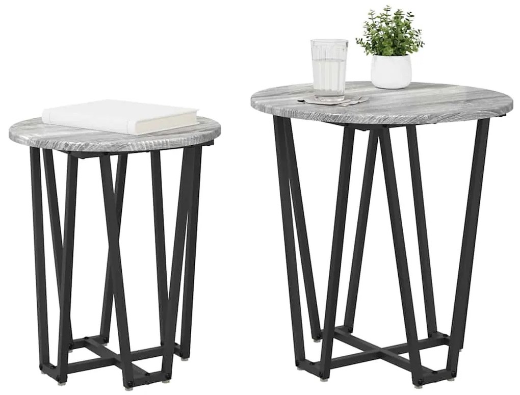 Kisasztal készlet 2 pcs Szürke sonoma és Fekete