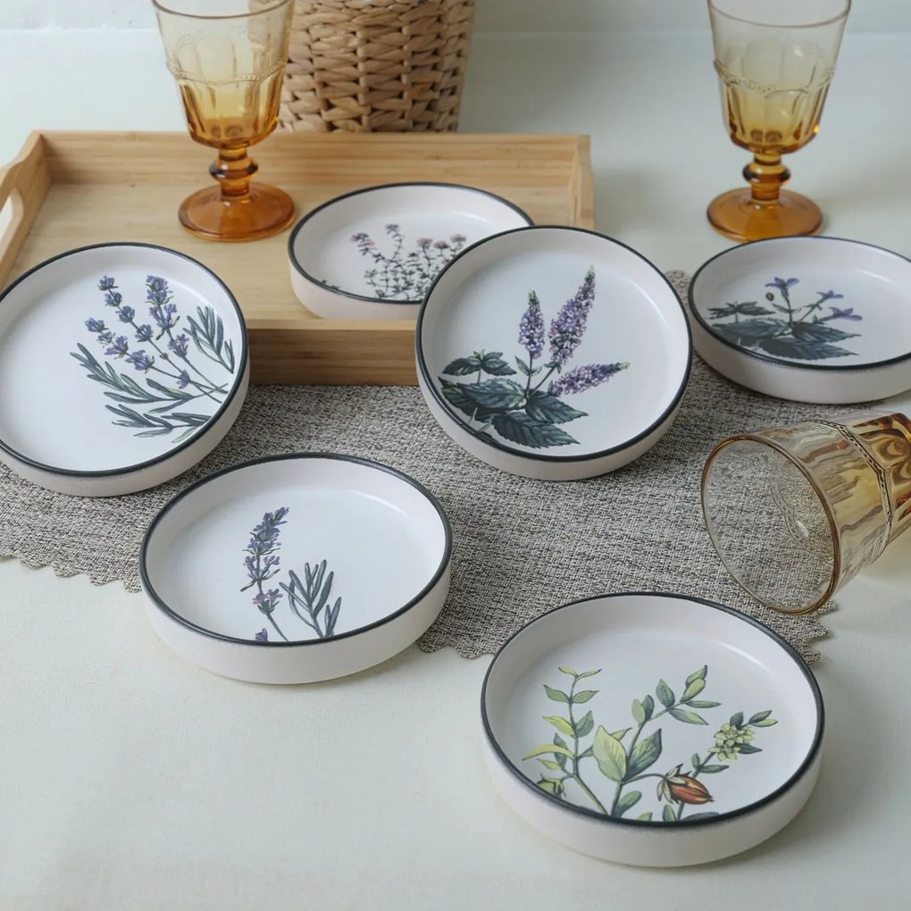 6 darab 14 cm-es Herbal fajansz tálkészlet