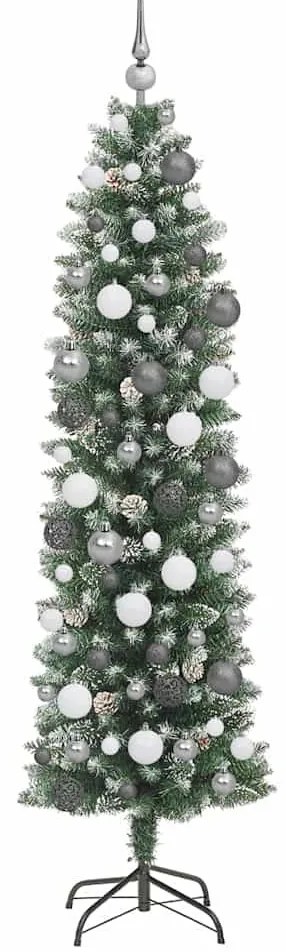 Mű Karcsú Karácsonyi Fa LED -es lámpákkal Zöld 180 cm PVC