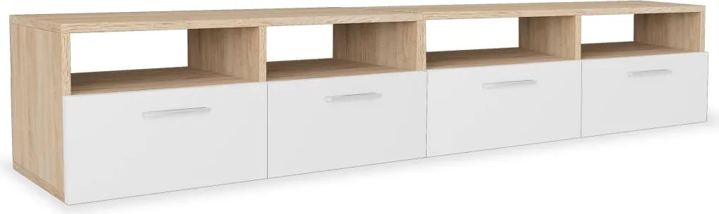 vidaXL 2 db tölgyfa színű/fehér faforgácslap TV szekrény 95x35x36 cm