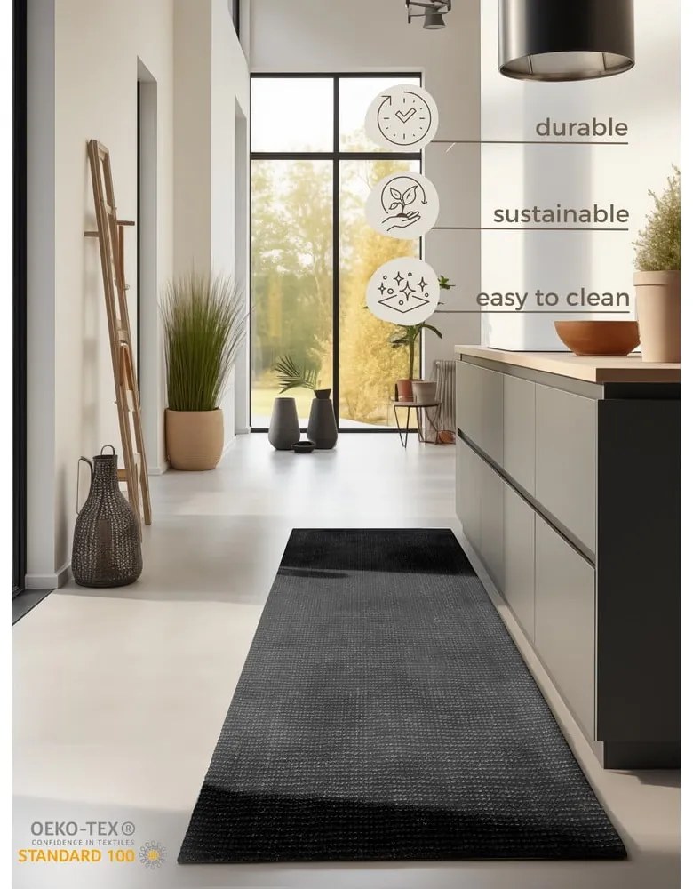Fekete juta futószőnyeg 80x200 cm Bouclé – Hanse Home