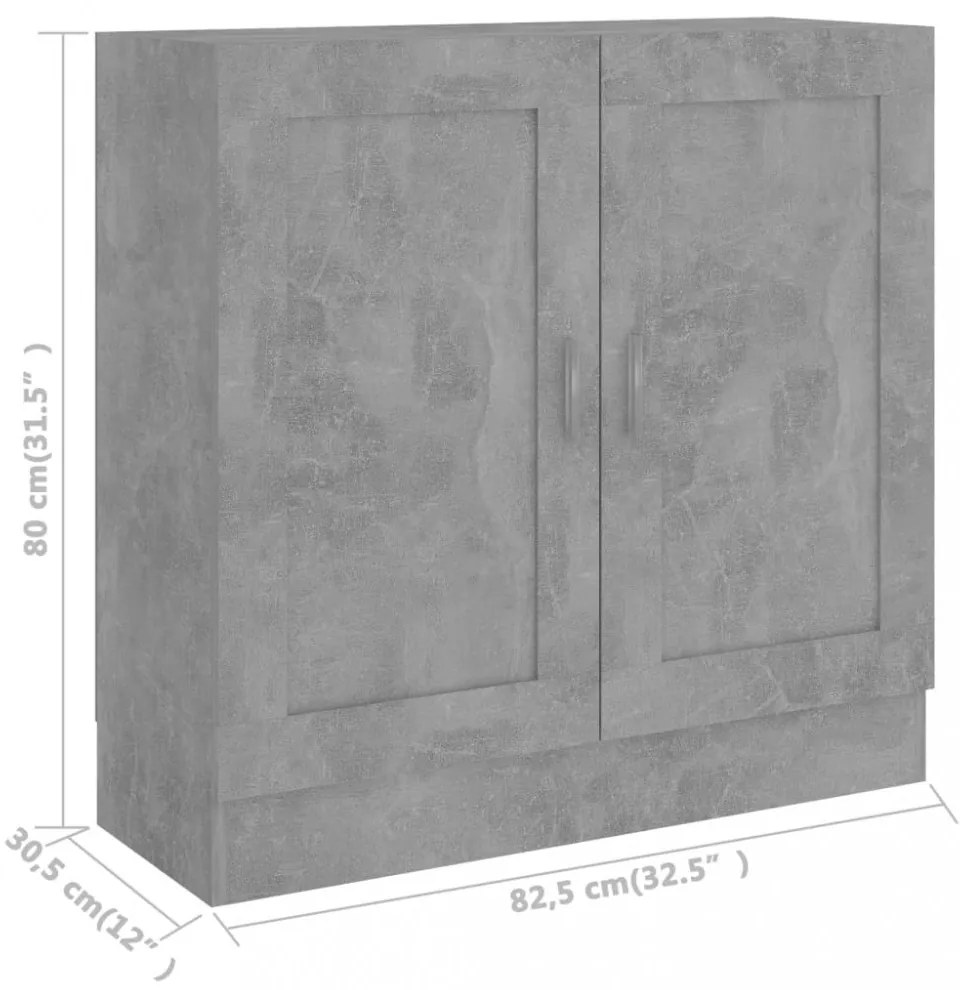 betonszürke szerelt fa könyvszekrény 82,5 x 30,5 x 80 cm