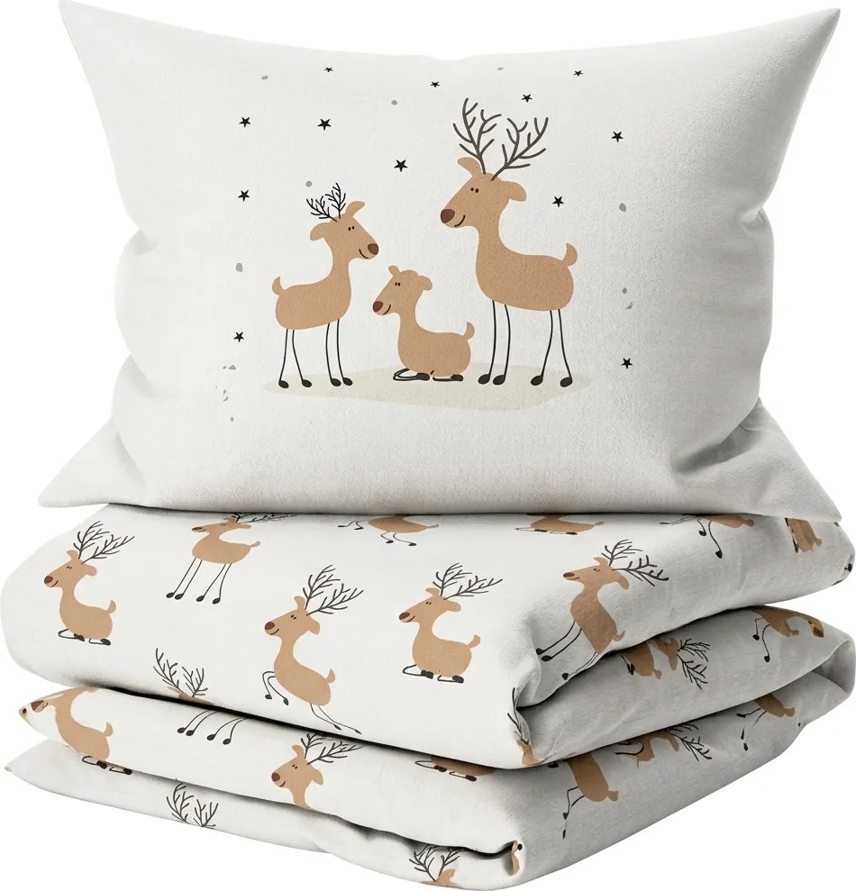 Renforcé pamut ágynemű TIMBA DEER fehér Ágyneműhuzat mérete: 80 x 80 cm | 135 x 200 cm
