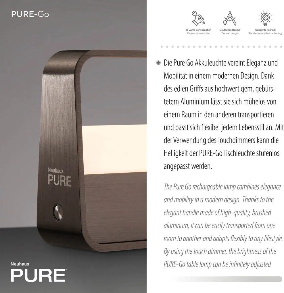 Paul Neuhaus modern asztali lámpa pure go sötétbarna pln4055-34