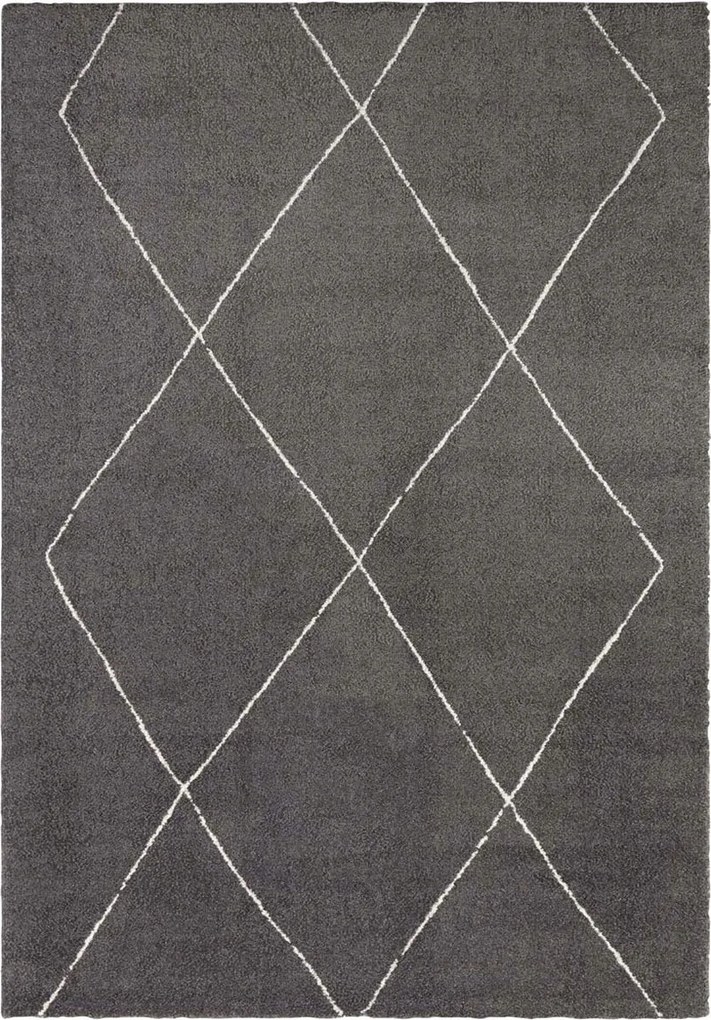 Nappali szőnyeg 120x170cm, modern plüss, grafit krém boho minta