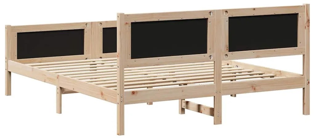 Ágykeret fejtámlával Barna és taupe 150 x 200 cm Tömör fenyőfa