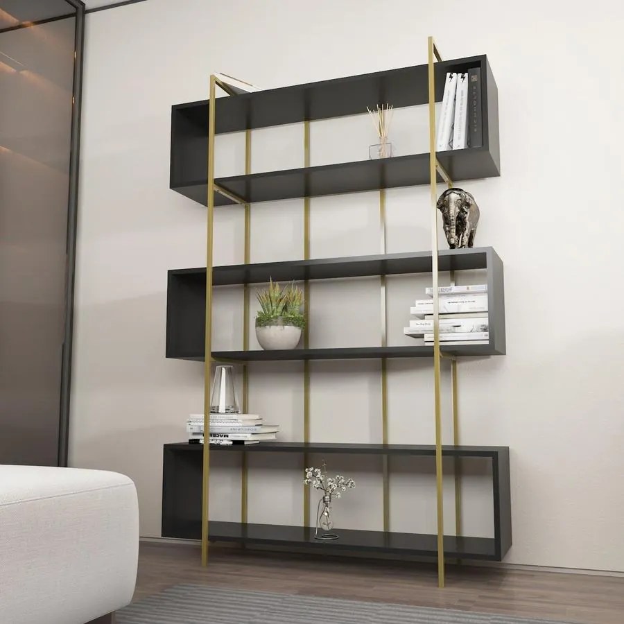 könyvespolc Bruti - Anthracite, Gold