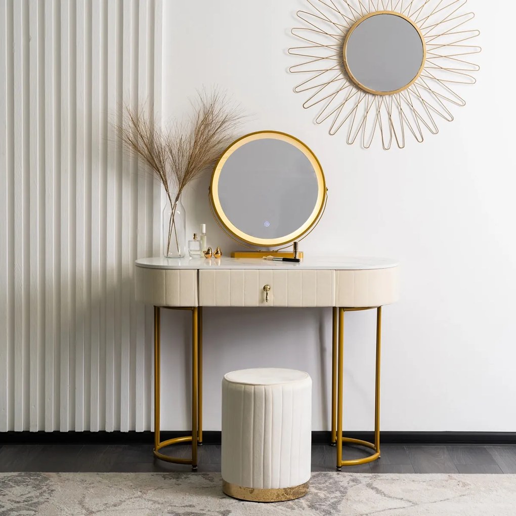 ASHLEY fésülködőasztal bézs/arany