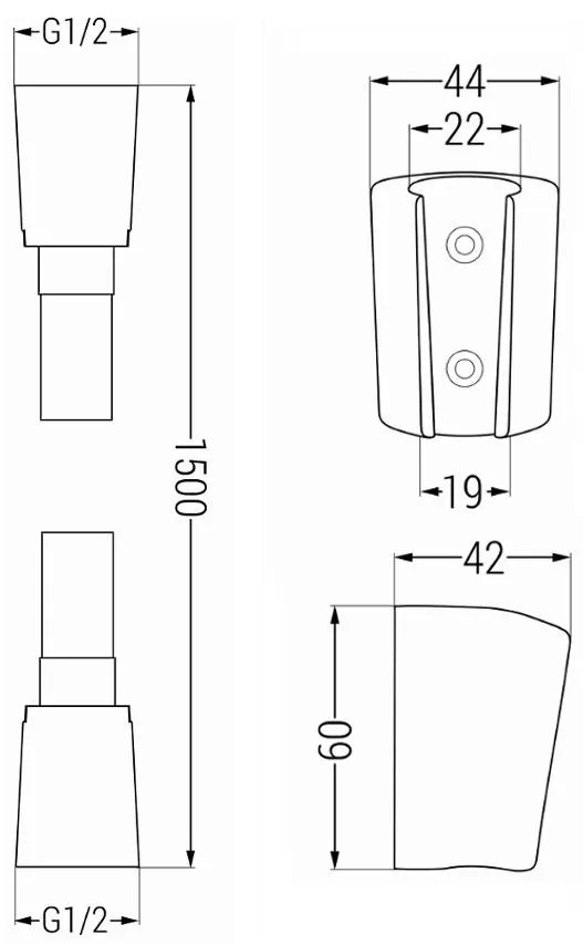 Mexen tartozékok - 1 pontos kézizuhany készlet R-22, fekete, 785226052-70