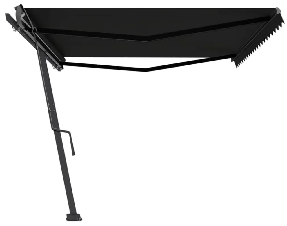 antracitszürke kézzel kihúzható póznás napellenző 500 x 300 cm