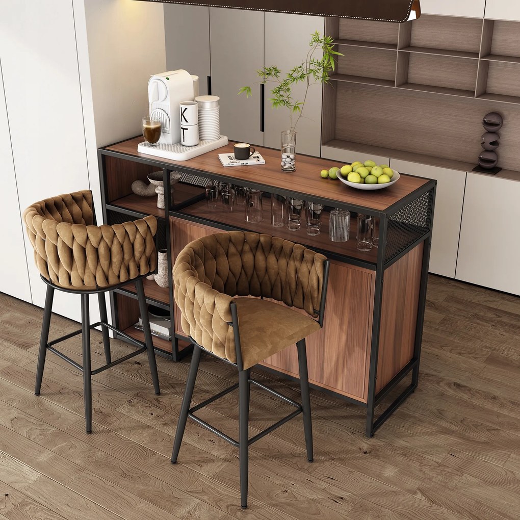 Konyhaszekrény tálalószekrény, 2 étkezőszékkel Komód, ipari mintás